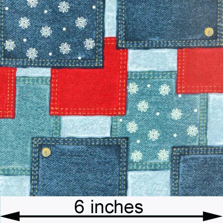Cotton lightweight: patchwork jean in blues, red, cream