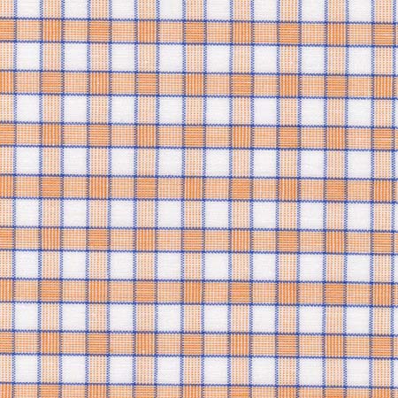 Cotton shirtings: blue & orange plaid on white