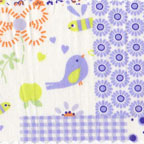 brazil pima cotton novelty patchwork print blue orange white lavender on green 