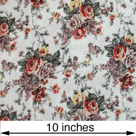 Cotton lightweight: plum & taupe rose floral lawn