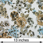 pastel tan blue floral cotton lawn