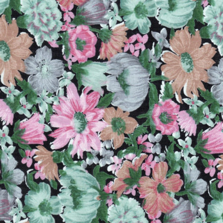 Cotton lightweight: pink, green & tan floral