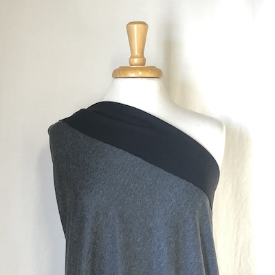 rayon nylon double faced interlock knit fabric black and gray michigan fabric shop fabrications